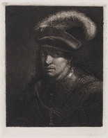 KG 07836
<br/>
Portret van een jonge man met gevederde baret
<br/>
<em>Freij, Johannes Pieter de (1770-1834)</em>